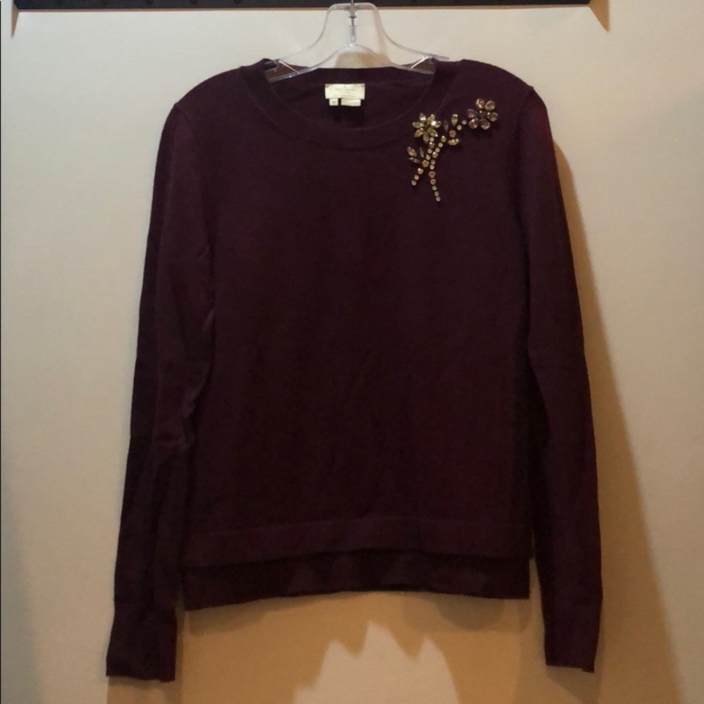 Maroon wool blend sweater with gems